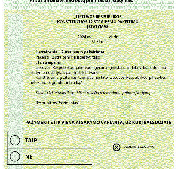  Referendumas dėl pilietybės išsaugojimo: kaip atrodys balsavimo biuletenis?