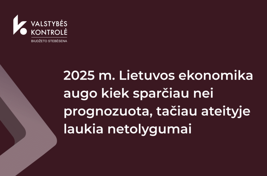  Valstybės kontrolė: 2025 m. Lietuvos ekonomika augo šiek tiek sparčiau nei prognozuota, tačiau ateityje laukia netolygumų
