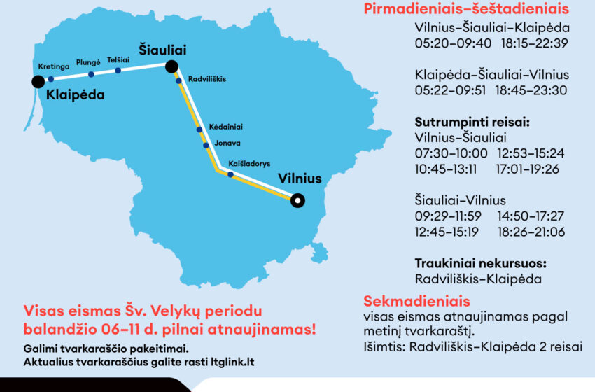  Keliaukite nevaržomai: šventiniu Velykų laikotarpiu – net per elektrifikaciją – kursuos visi traukiniai