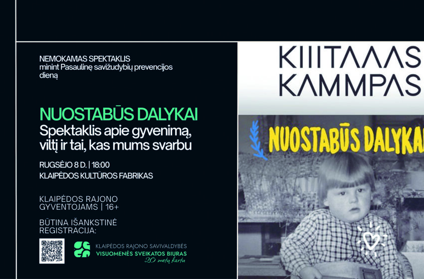  Kai sunku kalbėti – gali padėti prabilti teatras: Klaipėdos rajono gyventojaikviečiami į nemokamą spektaklį „Nuostabūs dalykai“
