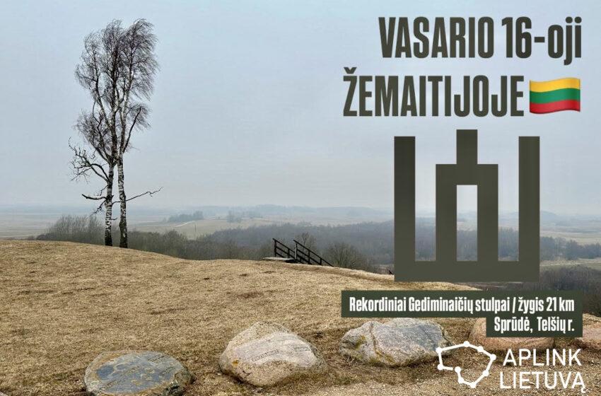  Vasario 16-ąją žygeiviai ant įspūdingo Žemaitijos kalno sieks Gediminaičių stulpų rekordo